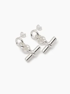 Silver T-Bar Drop Earrings