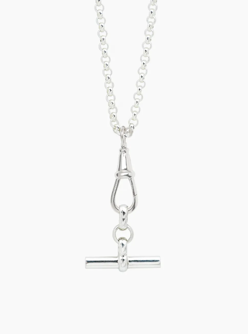 Silver T-bar on Chunky Belcher Clipt Necklace