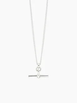 Silver T-Bar On Fine Curb Chain