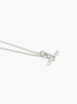 Silver T-Bar On Fine Curb Chain