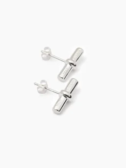 Silver T-Bar Stud Earrings