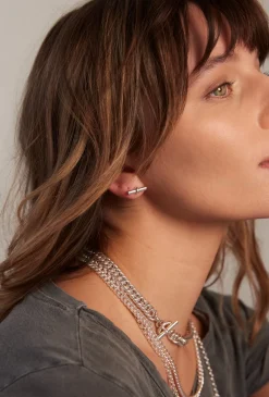 Silver T-Bar Stud Earrings