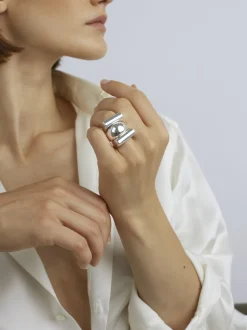 Silver Triple Ridge Ring Set