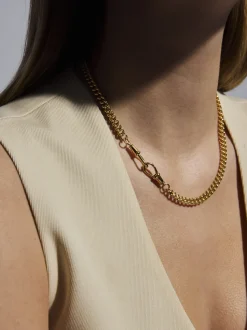 Slim Gold Curb Clipt Necklace