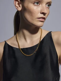 Slim Gold Curb Clipt Necklace