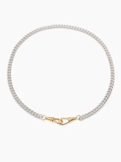 Slim Silver and Gold Curb Clipt Necklace