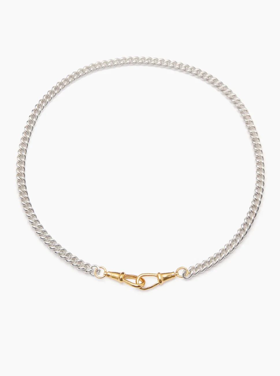 Slim Silver and Gold Curb Clipt Necklace