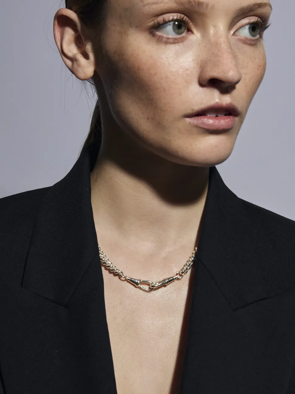 Slim Silver Curb Clipt Necklace
