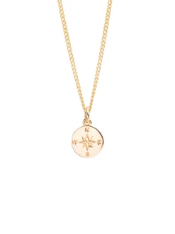 Small Gold Compass / Not All Who Wander Necklace