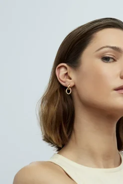 Small Gold Double Link Stud Earrings