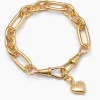 Small Gold Heart on Large Gold Watch Double Clipt Bracelet