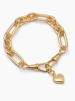 Small Gold Heart on Large Gold Watch Double Clipt Bracelet