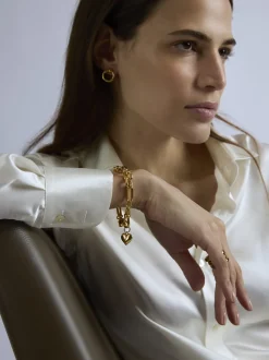 Small Gold Heart on Large Gold Watch Double Clipt Bracelet