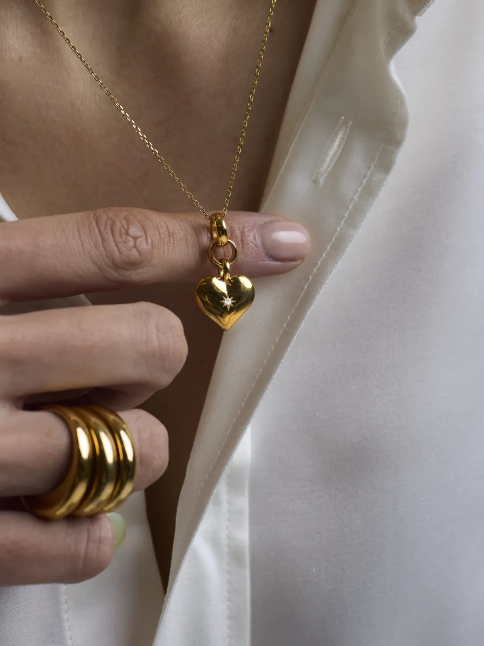 Small Gold Heart on Trace Chain
