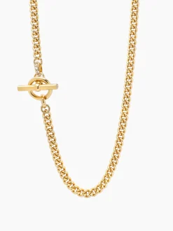 Small Gold Jewelled T-Bar Clasp on Curb Chain