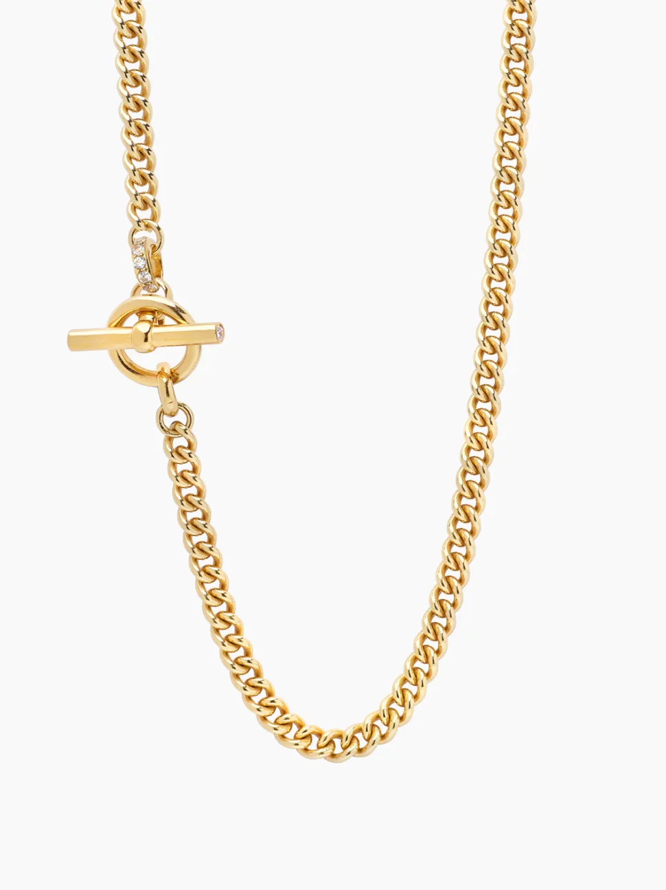 Small Gold Jewelled T-Bar Clasp on Curb Chain