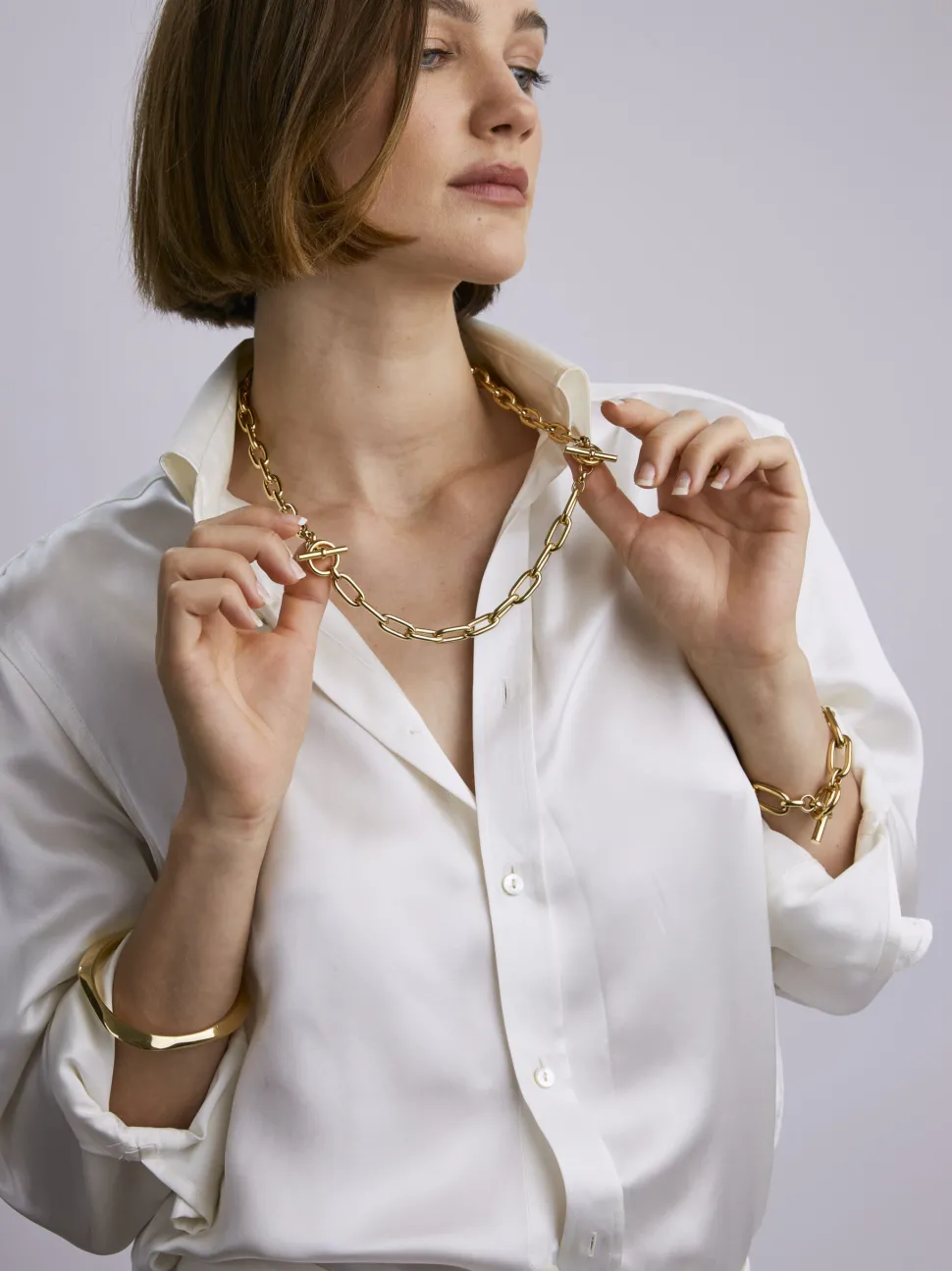 Small Gold Oval Linked Set