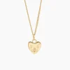 Small Gold Padlock Heart on Fine Curb Chain