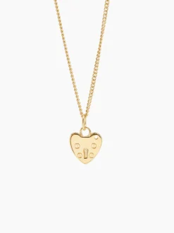Small Gold Padlock Heart on Fine Curb Chain