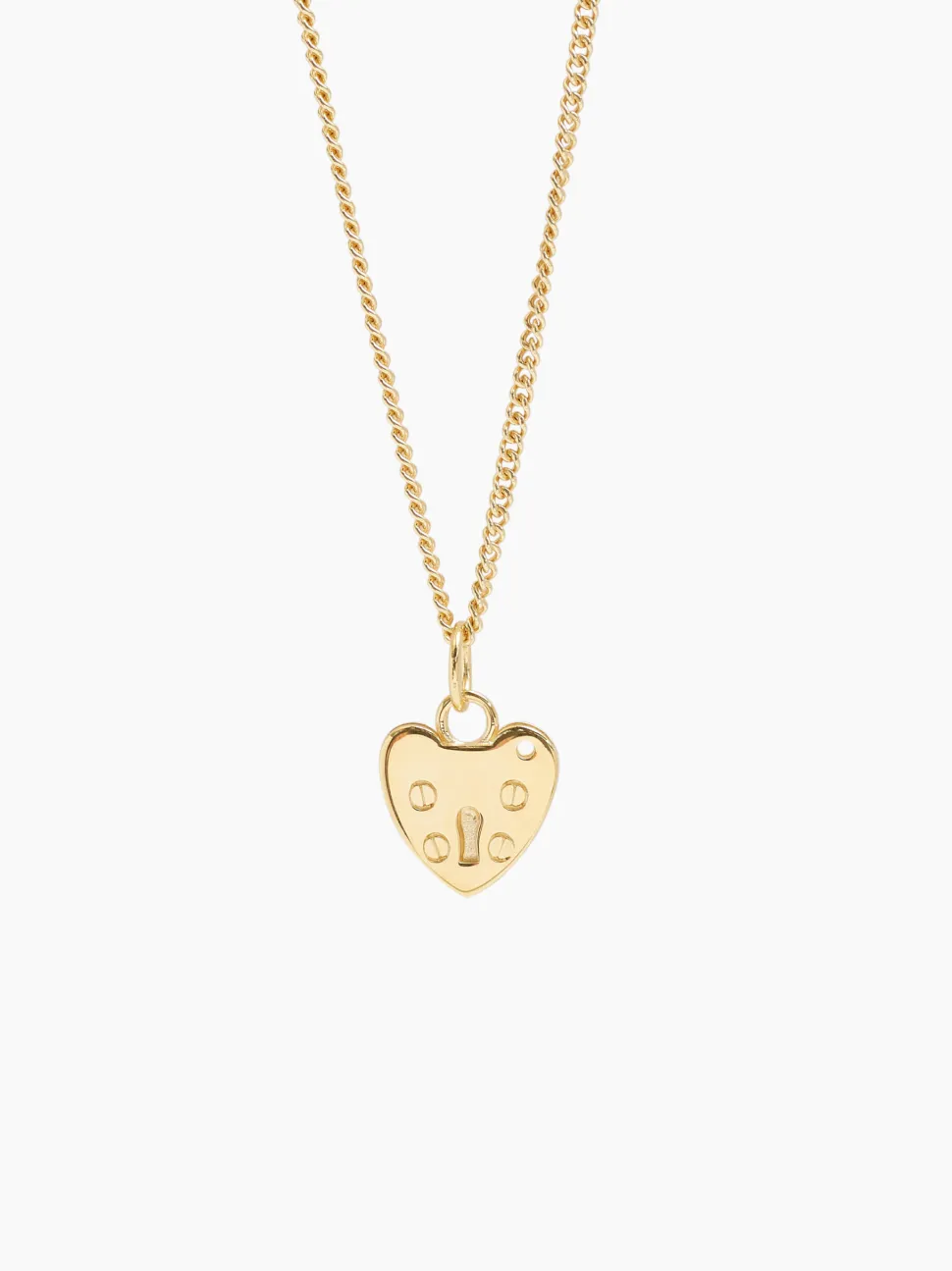 Small Gold Padlock Heart on Fine Curb Chain