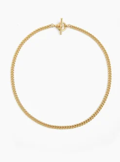 Small Gold T-Bar Clasp Curb Link Necklace