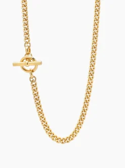 Small Gold T-Bar Clasp Curb Link Necklace