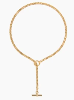 Small Gold T-Bar Clasp Curb Link Necklace