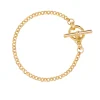 Small Gold T-bar Clasp on Belcher Chain Bracelet