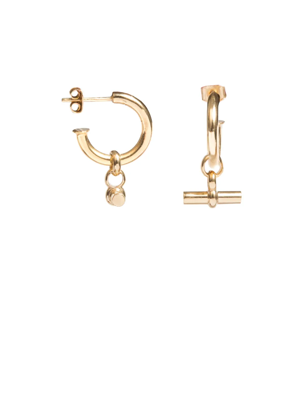 Small Gold T-Bar Earrings