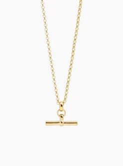 Small Gold T-Bar On Belcher Chain