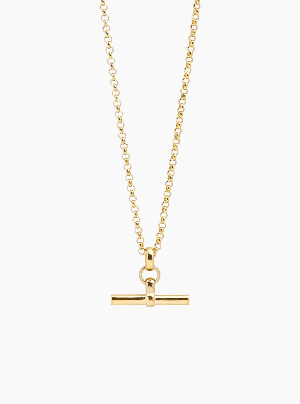 Small Gold T-Bar On Belcher Chain