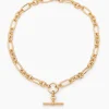 Small Gold T-bar on Clipt Watch Chain Necklace