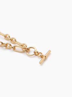 Small Gold T-bar on Clipt Watch Chain Necklace