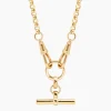Small Gold T-Bar on Gold Chunky Belcher Triple Clipt Necklace