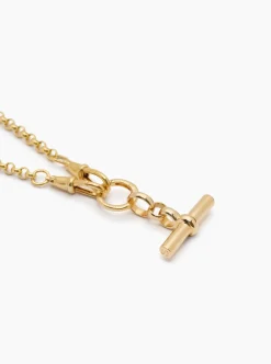 Small Gold T-Bar on Gold Chunky Belcher Triple Clipt Necklace