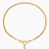 Small Gold T-bar on Slim Curb Clipt Necklace