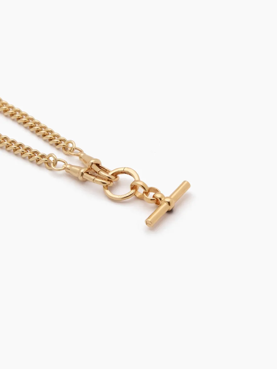 Small Gold T-bar on Slim Curb Clipt Necklace