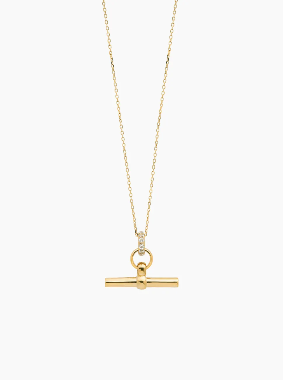 Small Jewelled Gold T-Bar On Trace Chain