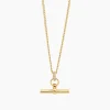 Small Jewelled Gold T-Bar On Fine Curb Chain