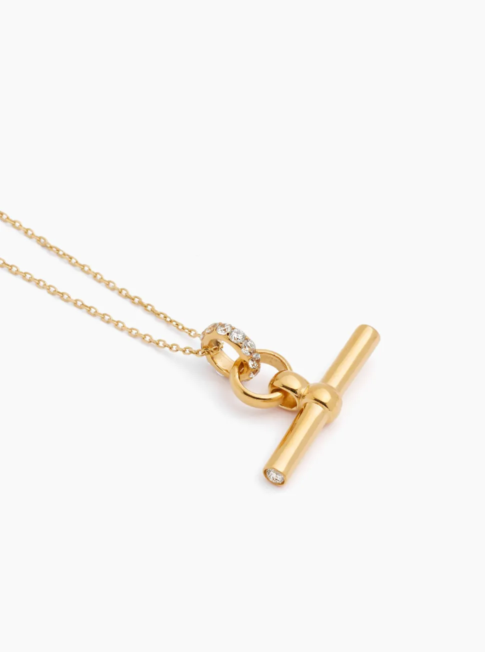 Small Jewelled Gold T-Bar On Trace Chain