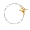 Small Silver and Gold T-bar Clasp on Belcher Chain Bracelet