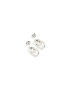 Small Silver Double Link Stud Earrings