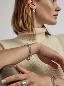 Small Silver Oval Linked Bracelet