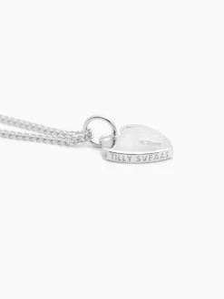 Small Silver Padlock Heart on Fine Curb Chain