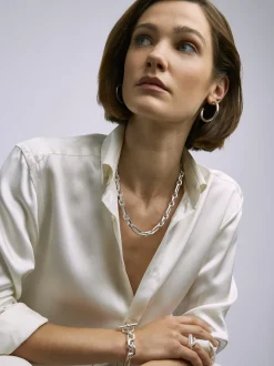 Small Silver Plated Watch Chain Necklace