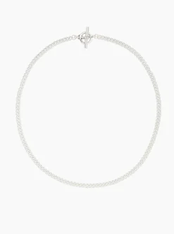 Small Silver T-Bar Clasp Curb Link Necklace