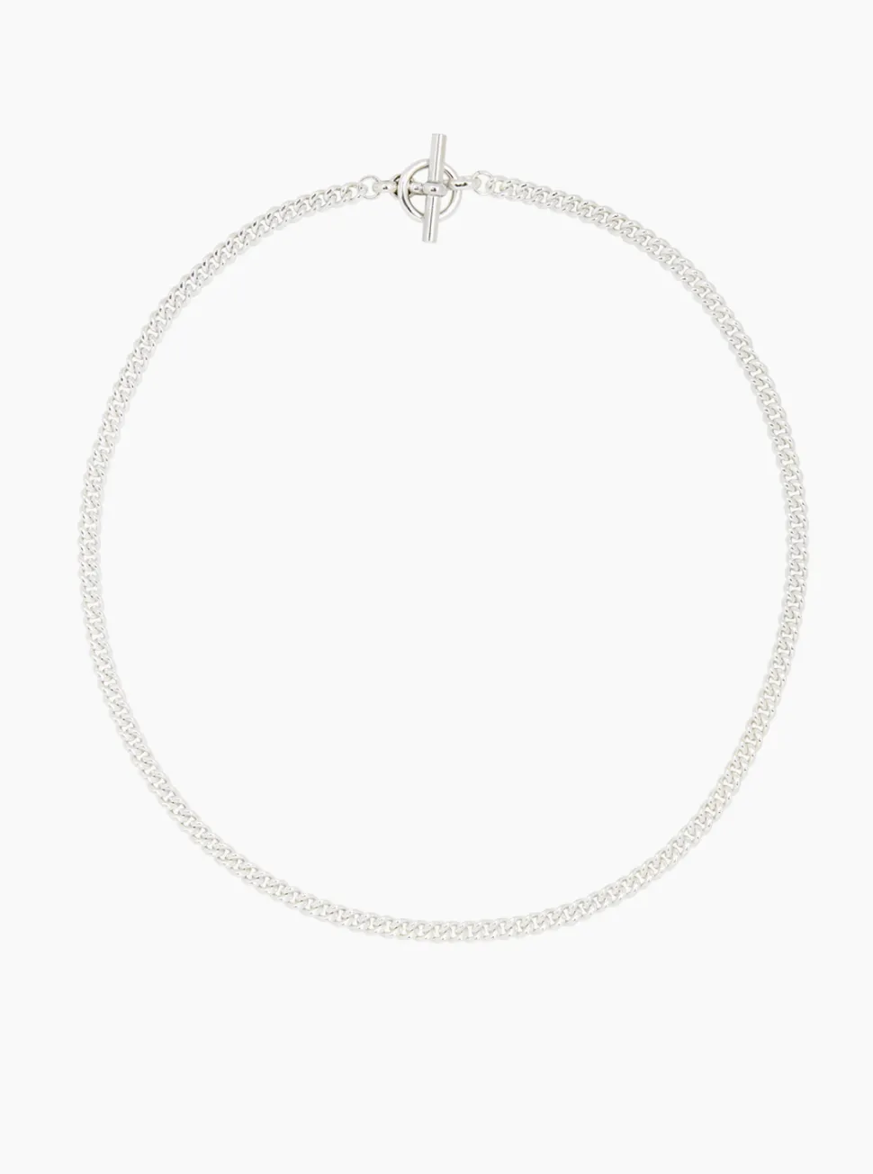 Small Silver T-Bar Clasp Curb Link Necklace