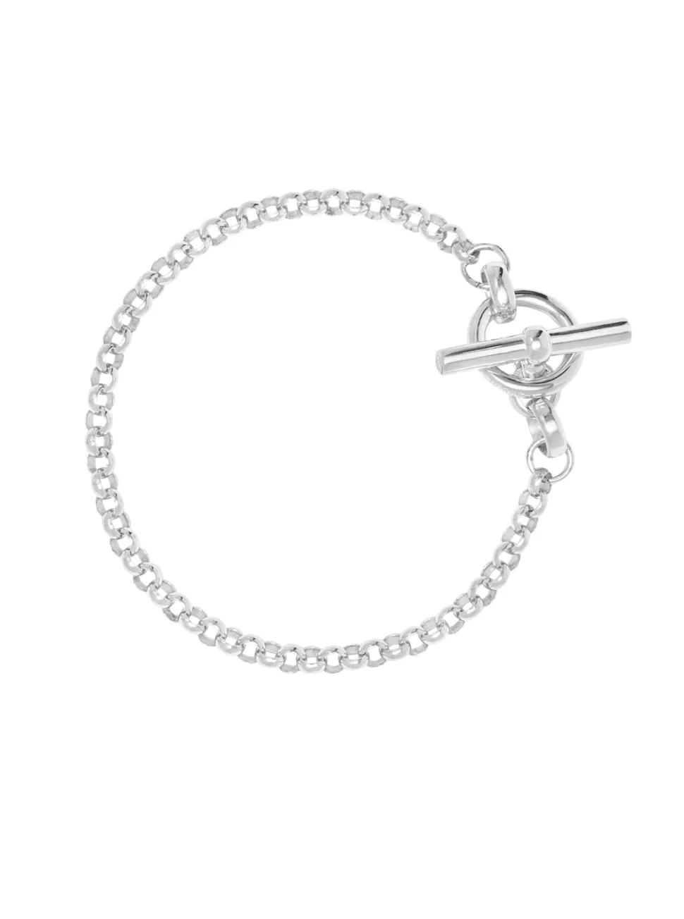 Small Silver T-bar Clasp on Belcher Chain Bracelet