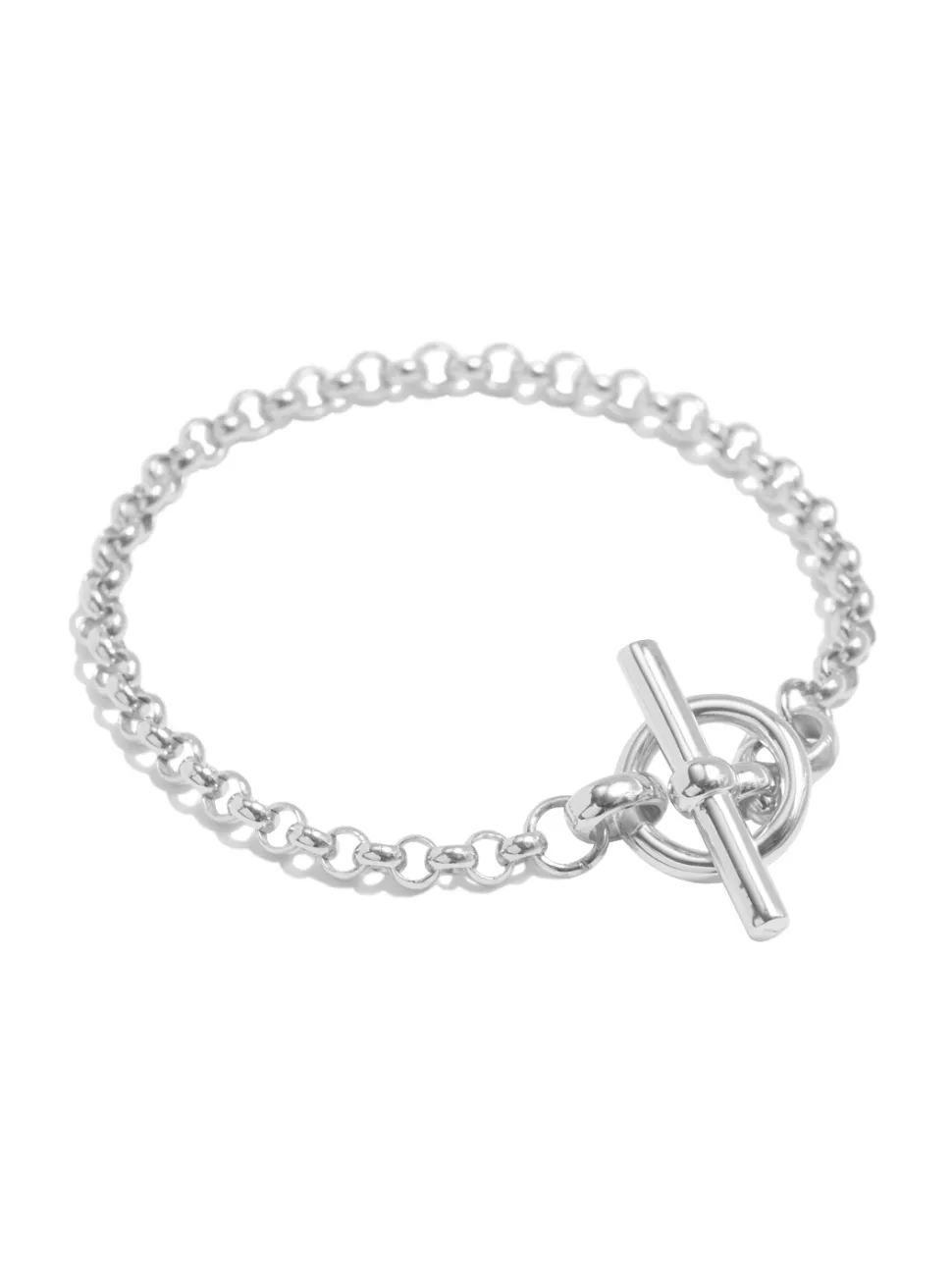 Small Silver T-bar Clasp on Belcher Chain Bracelet