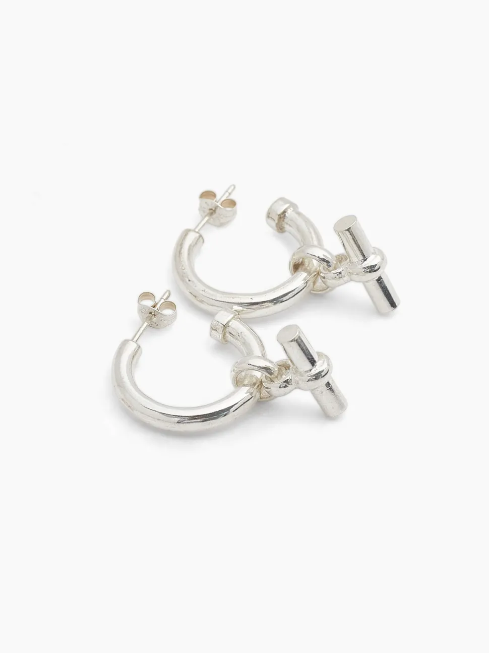Small Silver T-Bar Earrings